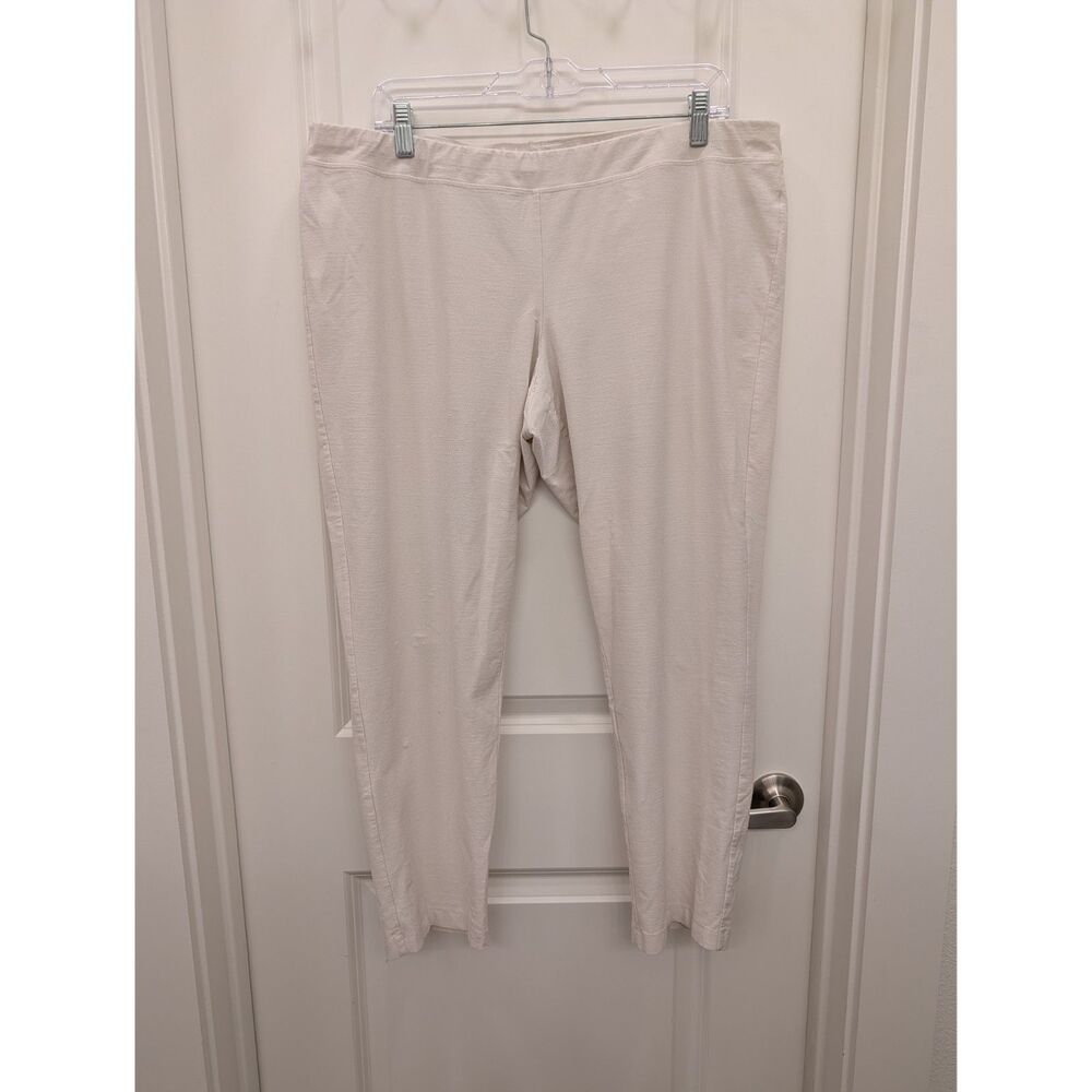 Eileen Fisher XL Pants Viscose Nylon Stretch Pull On Off White Cream Trousers